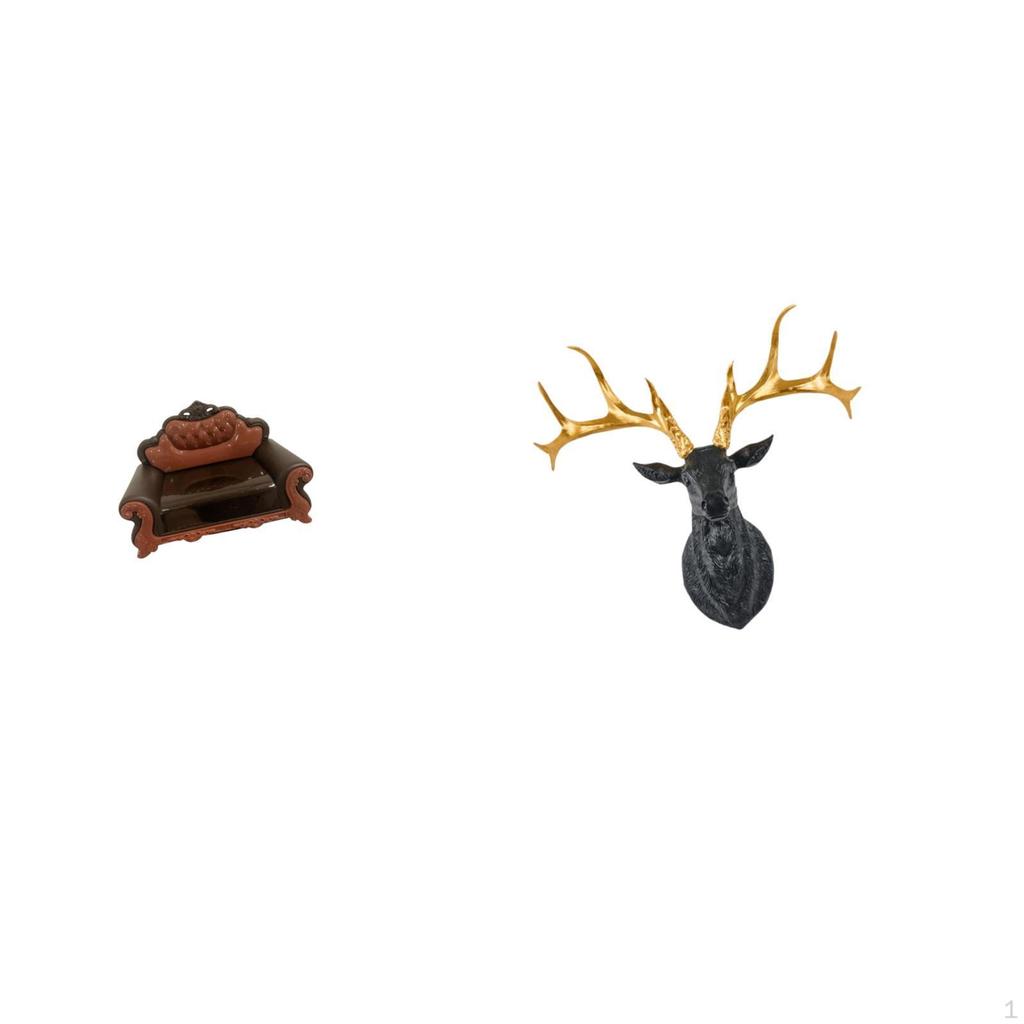 Miniature Sofa Couch Chair Model DIY Accessory Furniture Room Micro Landscape Gift Decorations Deer