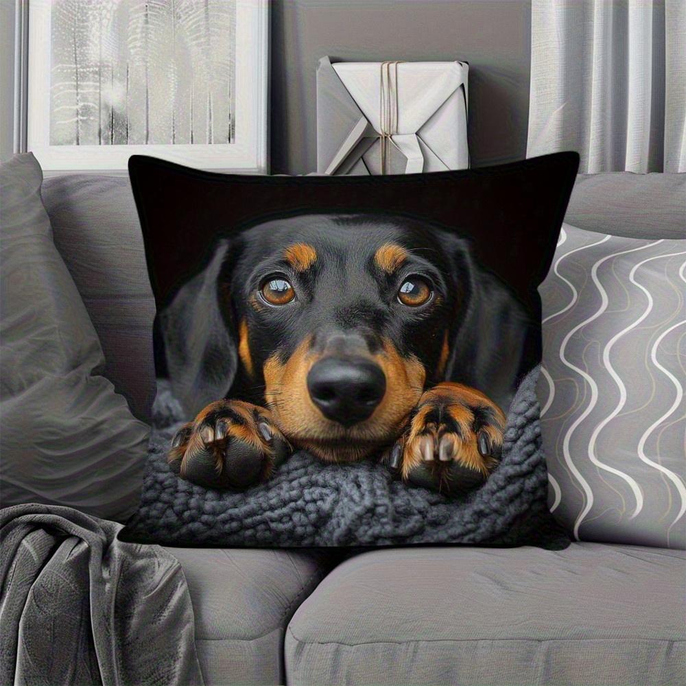 1 Stück Dackel Hund Niedlich Thematisch Bedruckter Kissenbezug, Geeignet für Sofa, Schlafzimmer, Wohnzimmer, Heilendes Geschenk für Hundeliebhaber.