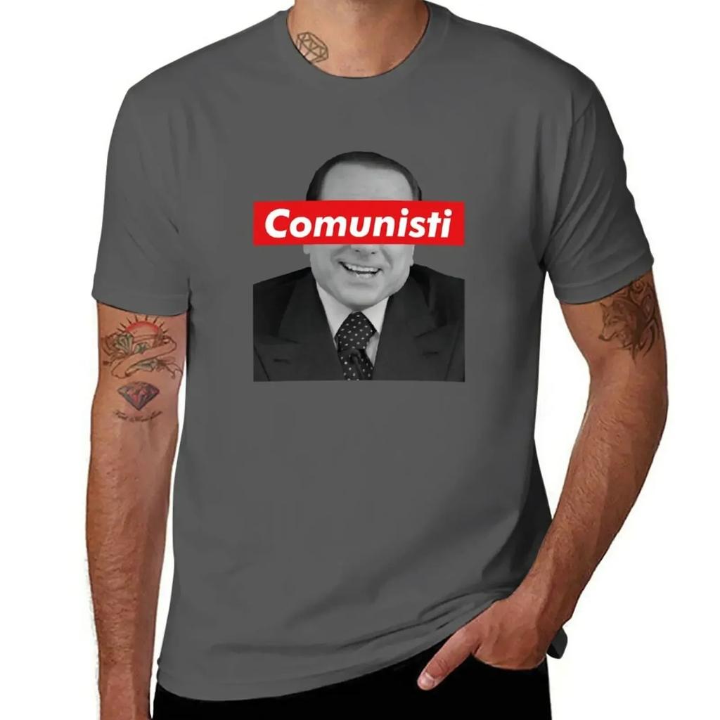 Schwergewichtige Streetwear Anime Kleidung Neuankömmling Berlusconi Kommunisten Niedliche Oberteile Vintage Kleidung Herren Grafik T-Shirts Lustig