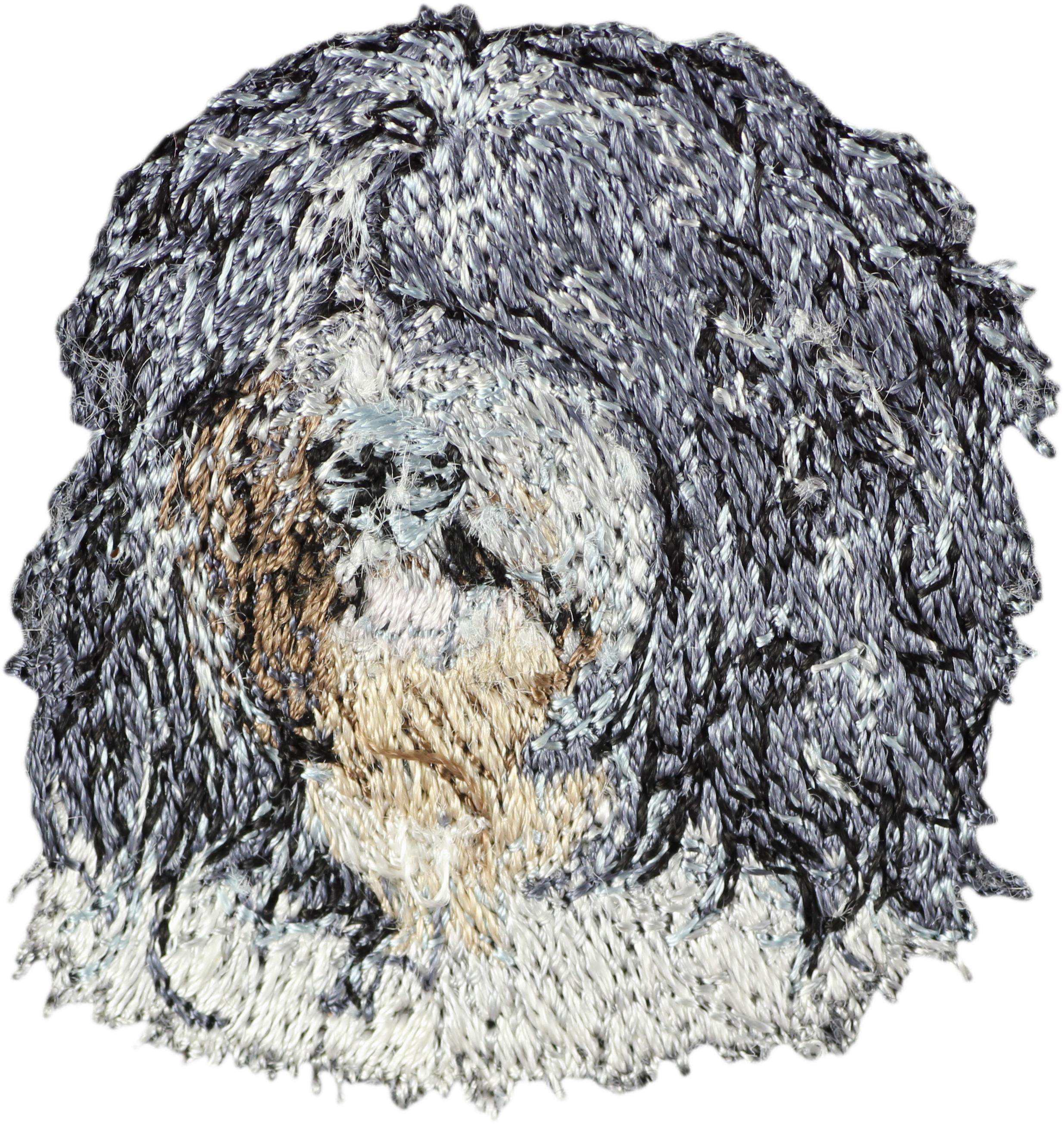 

Schapendoes, Dutch Sheepdog, Nederlandse Schapendoes - dog-shaped patch, embroidered patch, unique decoration for Art-Dog backpack
