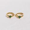 Vintage Emerald Zircon Cable Knit Hoops - Classic European & American Style