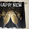 Winter New Year Wine Glass Fireworks Curtains for Bedroom Living Room Window Curtain Treatments Blinds Kitchen Home Decor Drapes