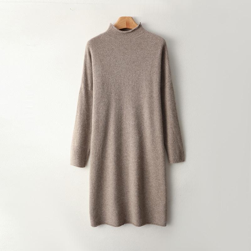Women Sweater Dress 100% Wool MODERN NEW SAGA Turtleneck Knit Long Pullover Winter Jumpers Wool Long Dress Female