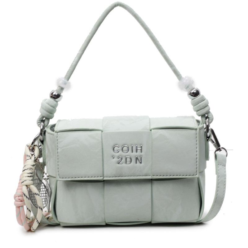 Spring and summer hot sale versatile high-end woven grid portable small square bag Korean version casual fashion commuter messenger women's bag