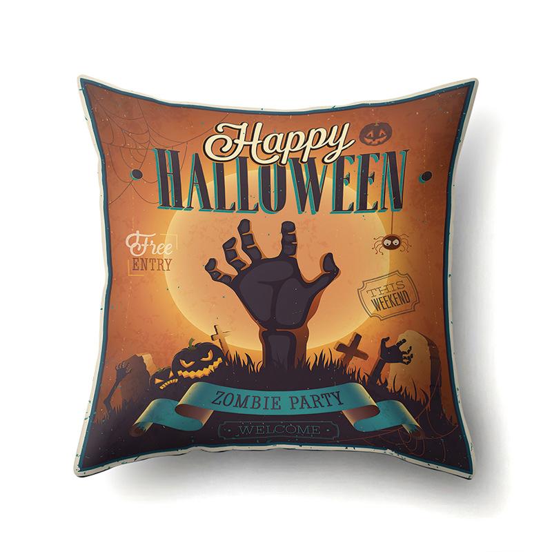 Halloween Polyester Pillow Case Car Waist Pillow Pumpkin Sofa Cushion Cover Office Living Room Pillow Case