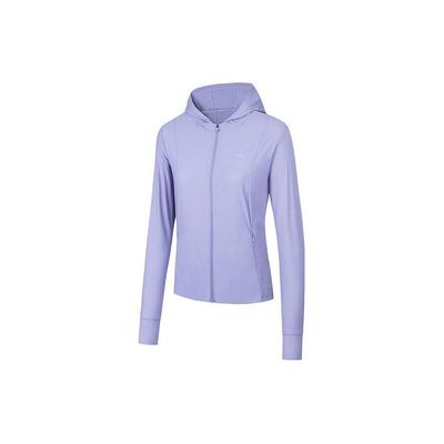 Training Series Solid Color Zip-Up Hooded Breathable Long Sleeve Cooling UV Protection Sun Protection Women Tops Yangxu-Purple 962427703-2