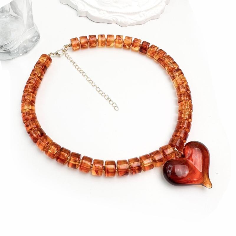Oversized Rosin Heart Necklace Unique Textured Finish Softened Everyday Wear Fashion Addition