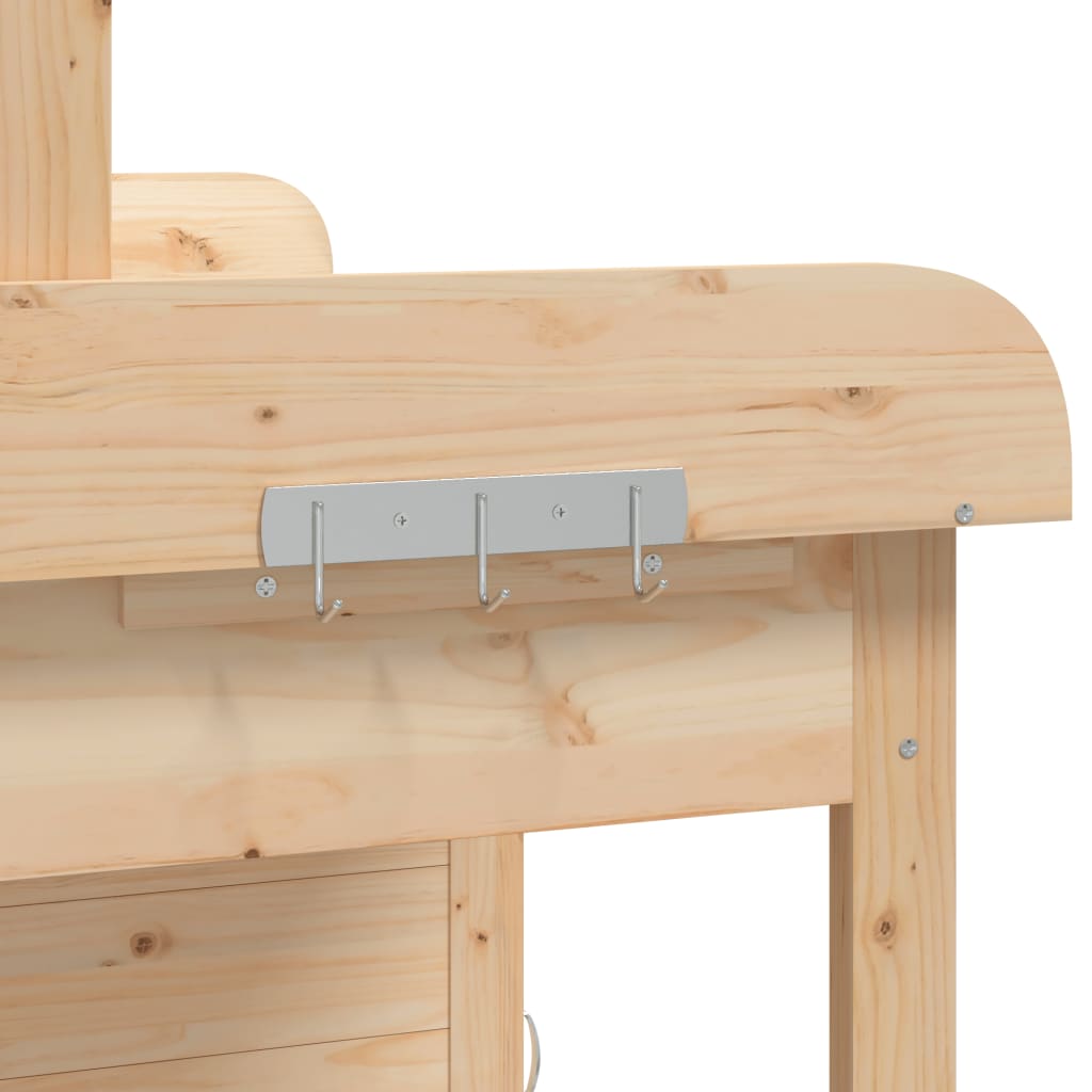 Plant Table with Cabinet 110.5 x 45 x 124.5 cm Solid Spruce Wood