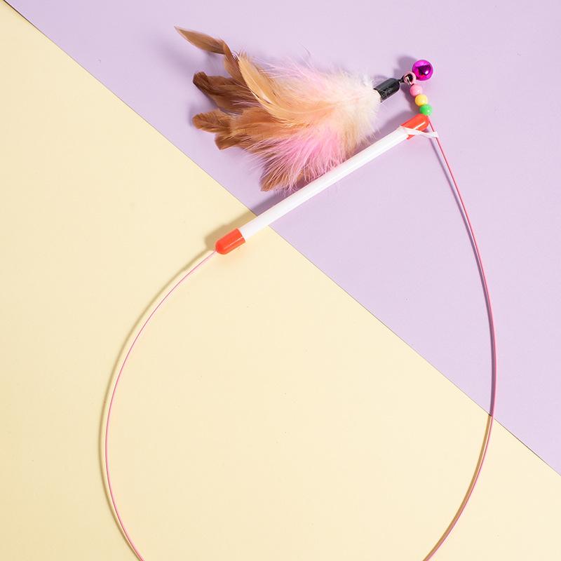2 Pack Cat Toys Interactive Cat Stick Playing Kitten Playing Teaser Wand Toy Feather Wand Pet Supplies