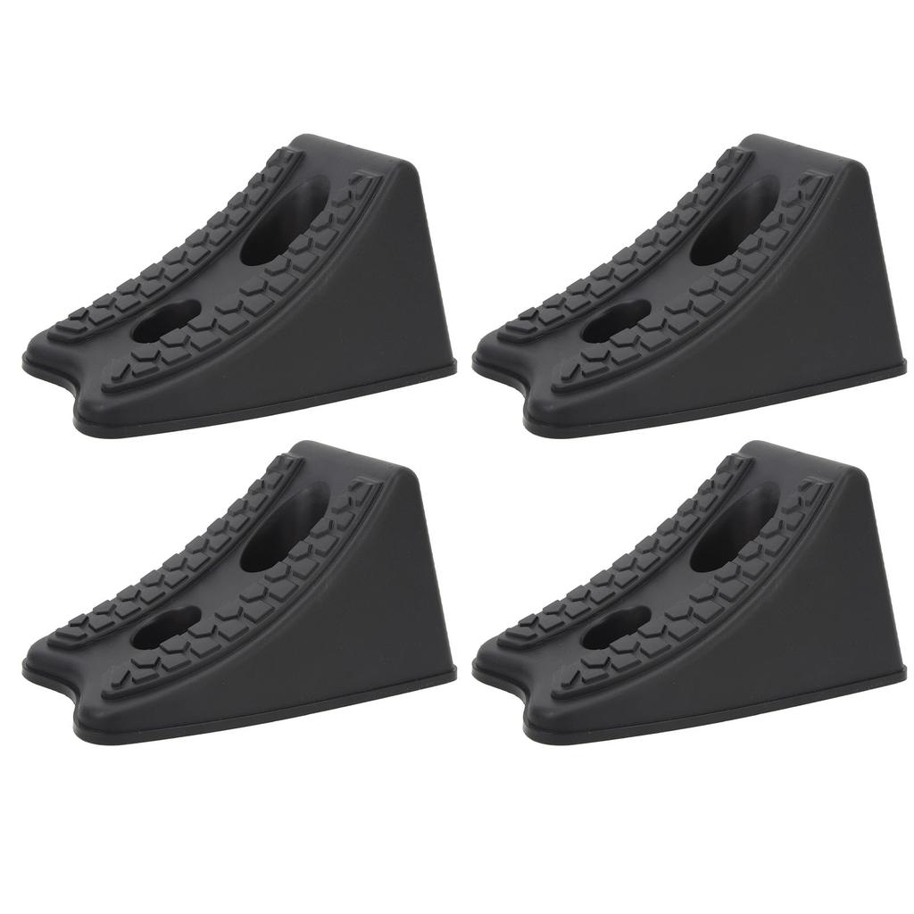 4pcs Wheel Chocks Heavy Duty Triangular Tire Stopper Block Set Anti Slip Base for Car Trailer RV