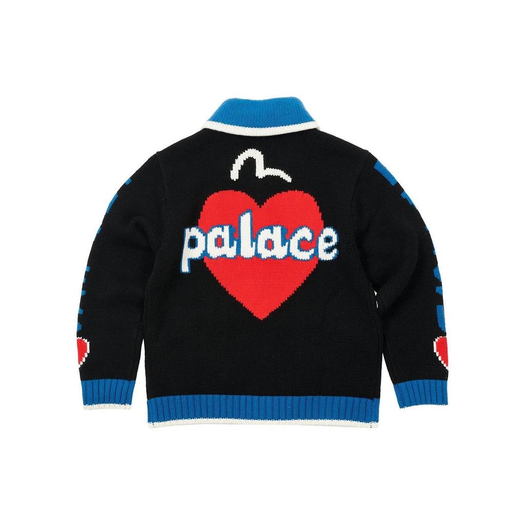 Palace x Evisu Cowichan Knit Black Unisex Tops P24EVKW001