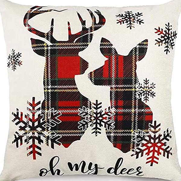 Christmas Cartoon Pillow Cover, Santa Claus, Reindeer, Snowman, Cute Pillowcase, Home Celebration, Red Creative Gift