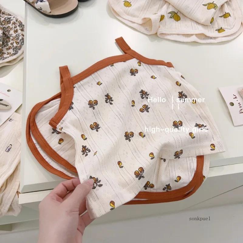 2Pcs New Baby Girl Clothes Set Children Summer Kids Set Cute Cartoon Vest Shorts Tops Suit 2025