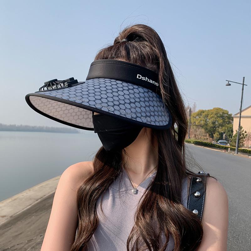 Summer outdoor sun hat children large brim with fan rechargeable empty top hat versatile fashion sun hat
