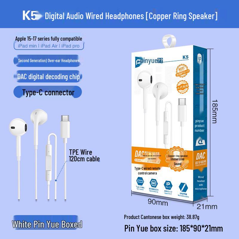 Typ-C Kopfhörer mit Fernbedienung für Vivo, Huawei, Samsung, Xiaomi, Oppo