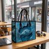 Unique Blue Fish Pattern Tote Bag Casual Reusable Shopping Bag for Daily Use