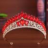 Luxury Red Rhinestone Bridal Tiaras Headband Baroque Crystal Crowns For Women Princess Crown Banquet Jewelry Hair Accessories