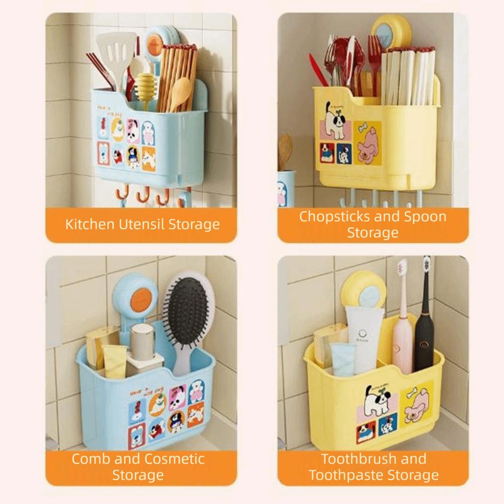 Wall Mounted Suction Cup Chopstick Holder Moisture-Proof Chopsticks Cage Bathroom