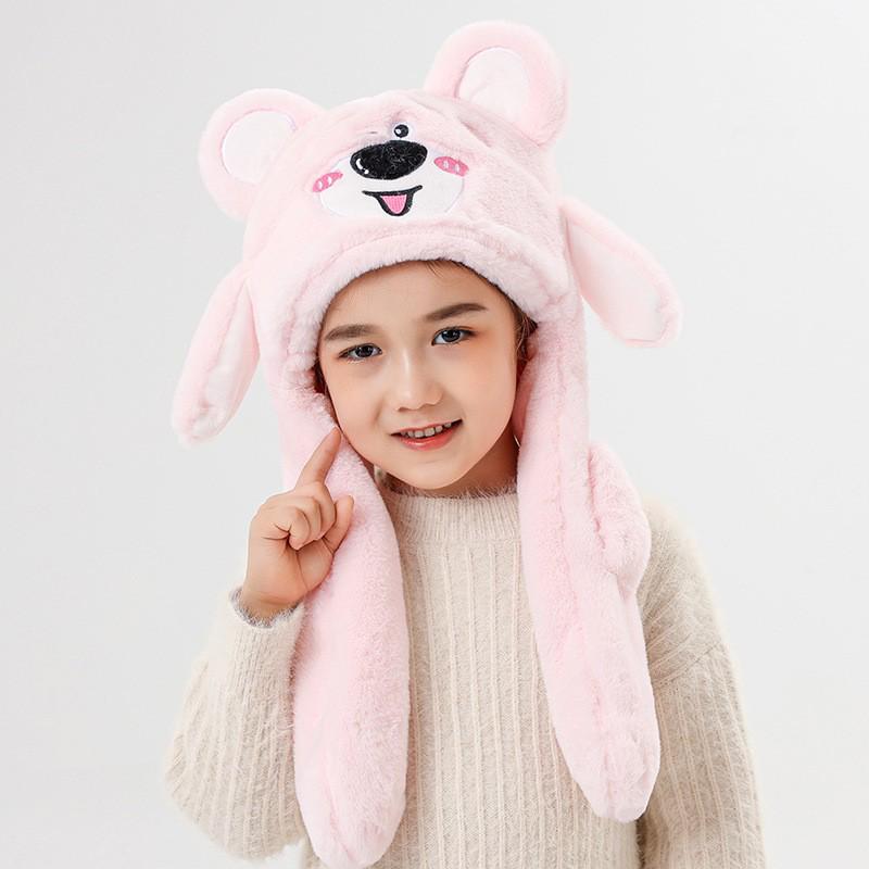 Children s Animated Ear-Moving Winter Plush Hat & Scarf Set - Thick, Warm, Unisex One Size