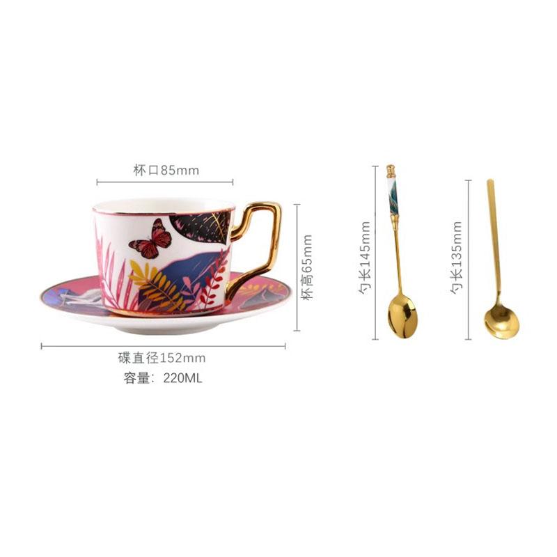 220ml Ceramic Coffee Cup Saucer Creative Flower Bird Mug Exquisite Afternoon Tea Flower Tea Coffee Cup Home Breakfast Milk Mug