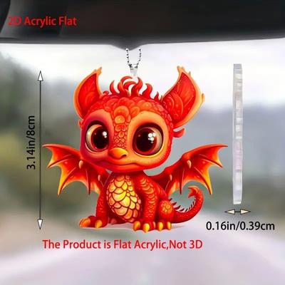 Vibrant Acrylic Red Dragon Car Hanging Decoration Accessory Perfect For Interior Design