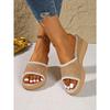 Summer Open-toe Wedge Slippers Women's 2025 New Plus-size Muffin Platform Lace Sandals