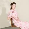 Sancai Plus Size Autumn Floral Qipao Dress