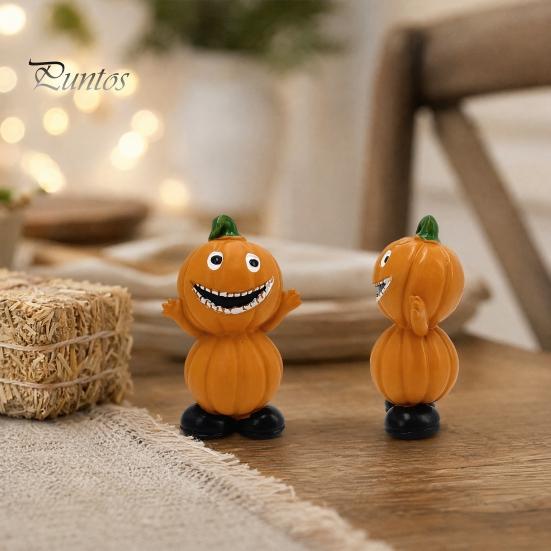 Eco-friendly Halloween Decor Pumpkin Figure Ornaments, Hand-Painted Resin Decorations with Unique Creative Display Expressions, Figurine for