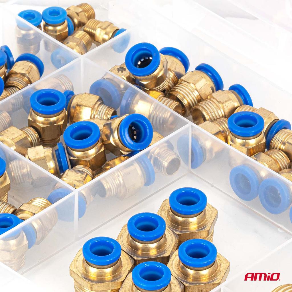 Set of Threaded Pneumatic Quick Couplings 4-16mm 72 Pcs Amio-04922