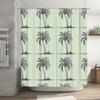Classic Black Palm Tree Print Shower Curtain For Bathroom Decor Cream White Solid Color Waterproof Fabric