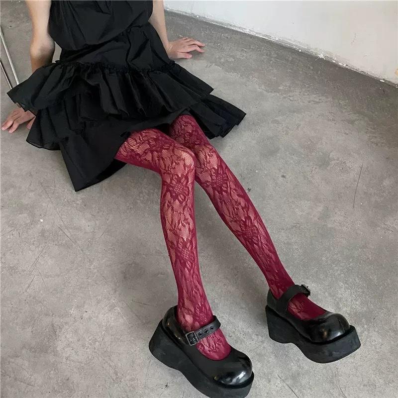 Spicy Y2K Cutout Lace Fishnet Stockings - Spring/Summer