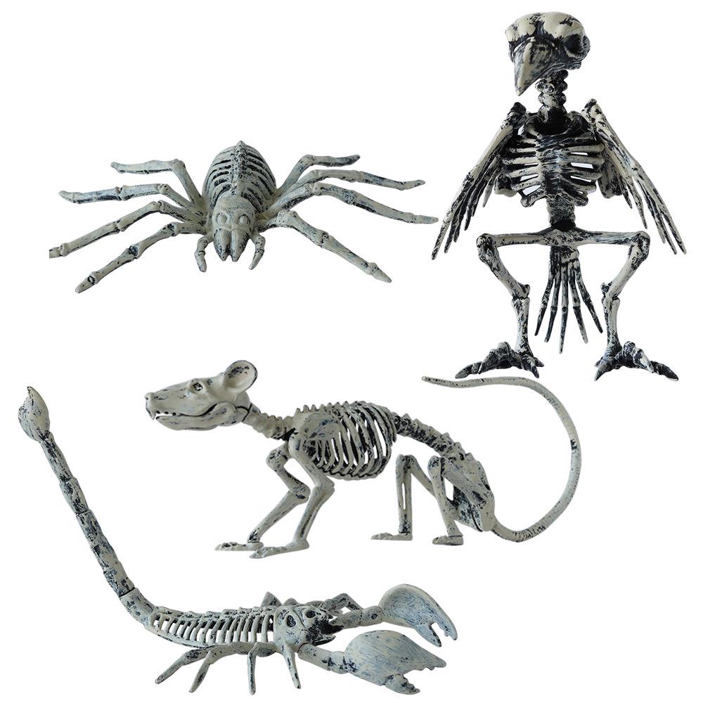 Halloween Skeleton Props: Plastic Crow and Rat Ornaments for Ghost Festival Horror Decor
