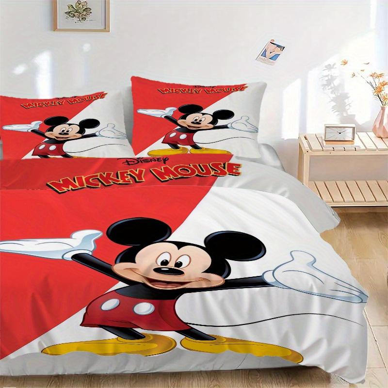 3pcs Colorblock Mickey Mouse Bedding Set, Including 1 Quilt Cover and 2 Pillow Shams, Without Filling, Soft and Comfortable Home Bedroom W011