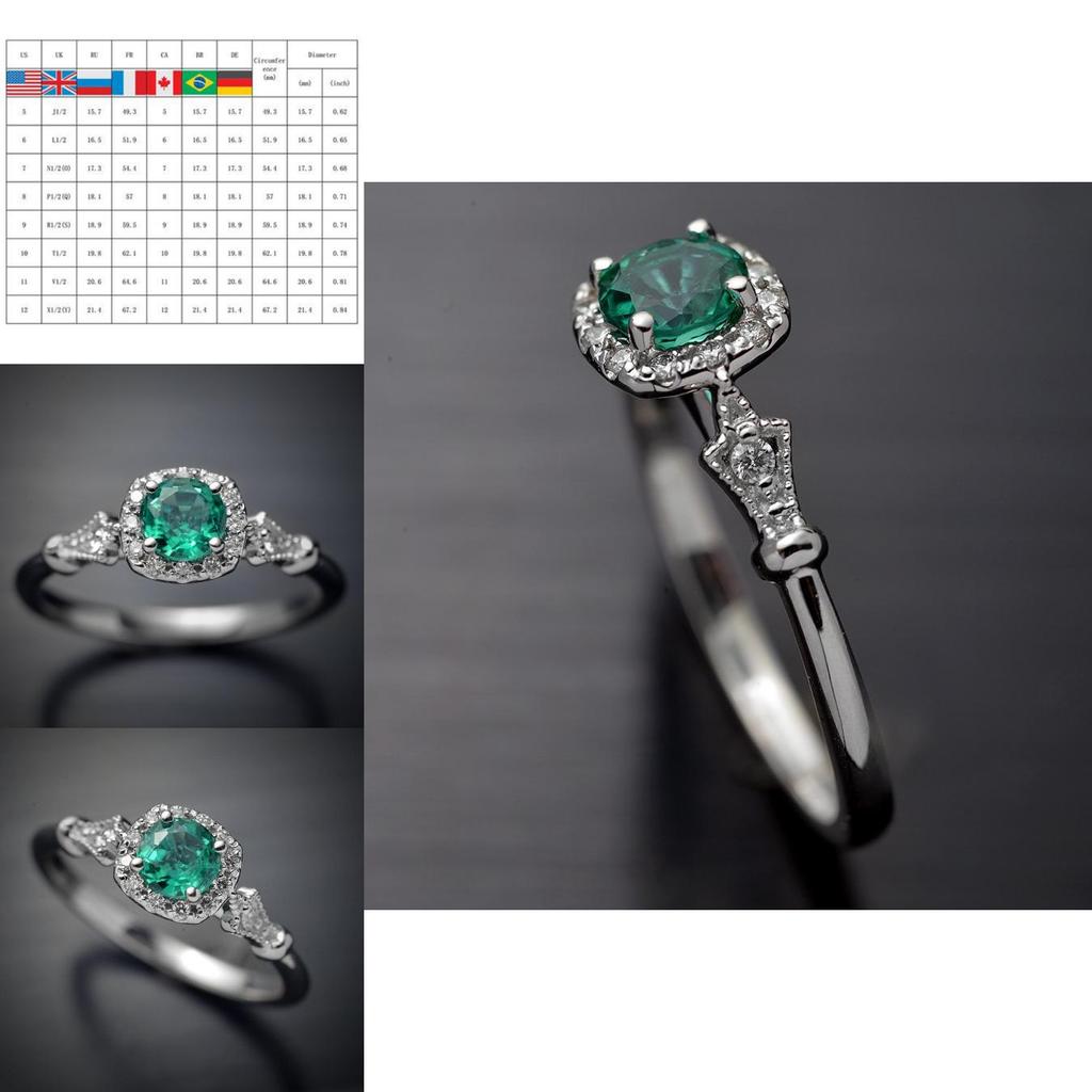 Timeless Design Cushion Halo Green Ring Women Perfect Wedding Engagement Jewelry