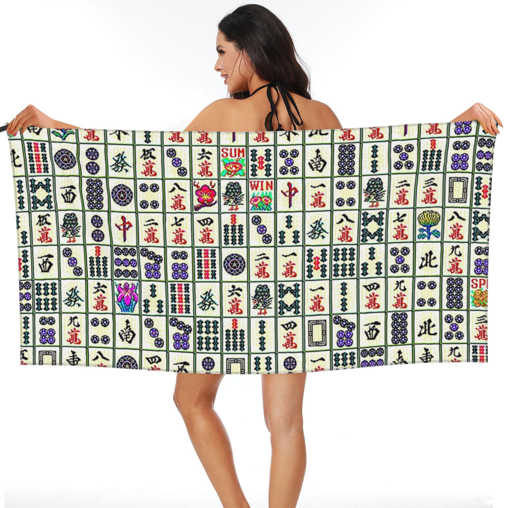Mahjong Beach Towel Soft Microfiber Quick Dry Absorbent Quick Towels For Bath W30*H60(CM)