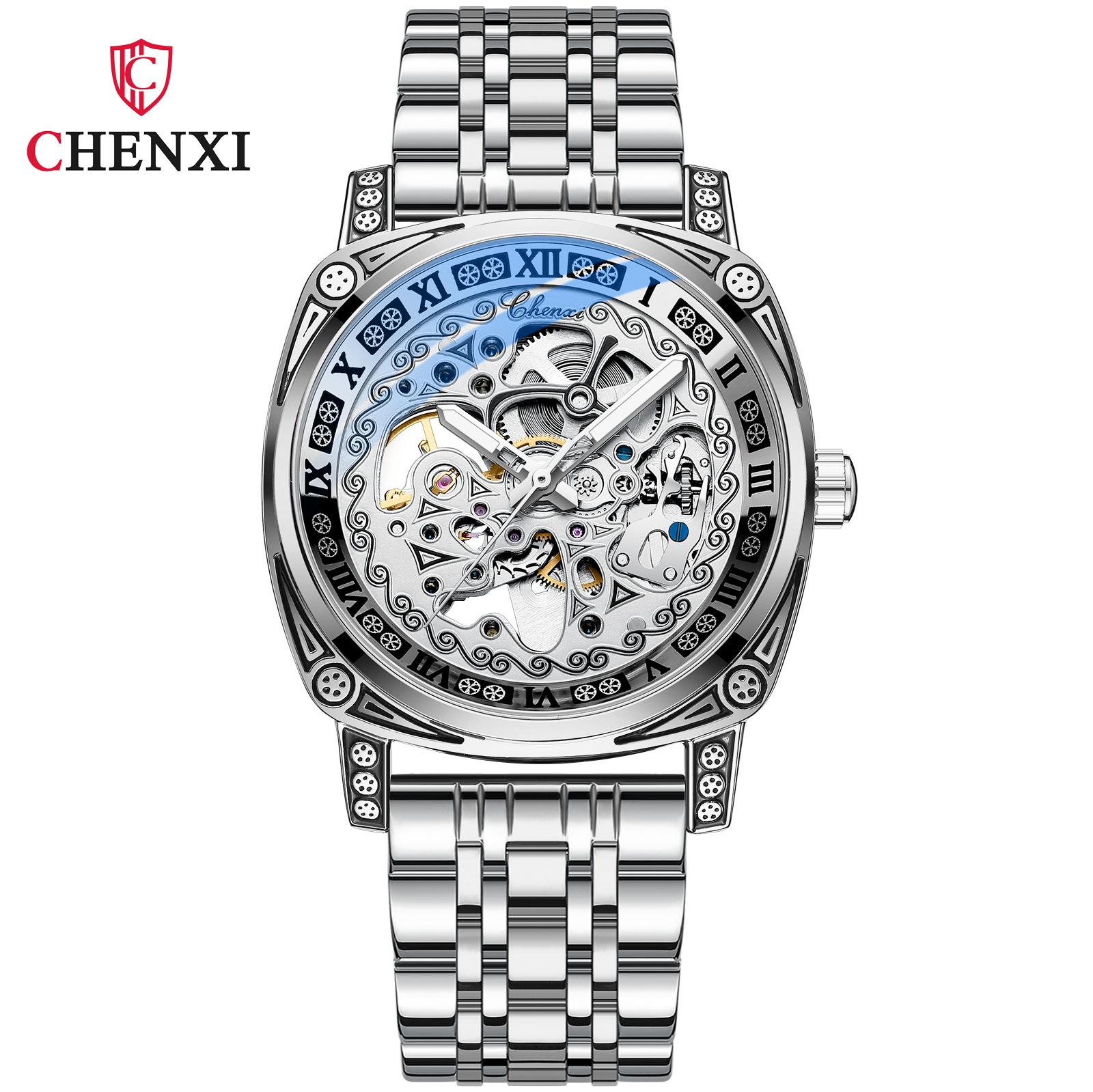 

Новые роскошные мужские часы ТОП-бренда с коробкой, резные часы в стиле ретро, ​​мужские водонепроницаемые полые мужские механические часы steel belt