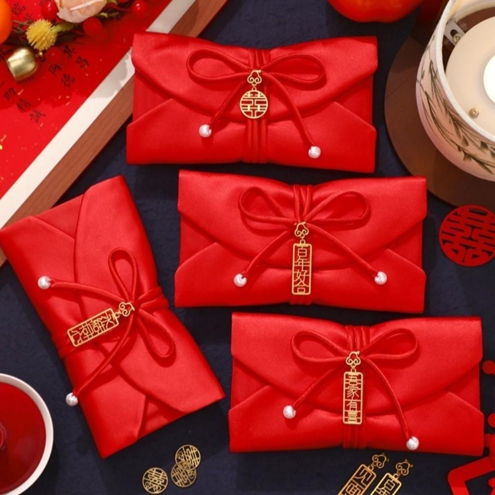 Chinesischer Stil Brokat Roter Umschlag HongBao Traditionelle Neujahrs Geldtasche Bronzierung Segen Rote Glückstasche Frühlingsfest