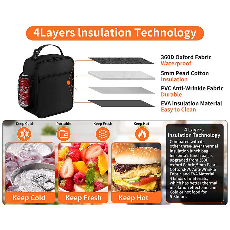 Oxford Cloth Insulated Business Handbag Portable Bento Lunch Bag Ice Pack