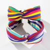 Pretty Colorful Rainbow Striped Cloth Knotted Headbands for Women Girls Daily Shopping Party Holiday Head Hoop Accessories