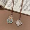 Gold-painted Enamel Long Hollowed-out Filigree Pendant New Chinese Style Sweater Chain Necklace Pendant Accessories Couples Men and Women