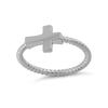 925 Sterling Silver Twisted Rope Band Cross Women Ring