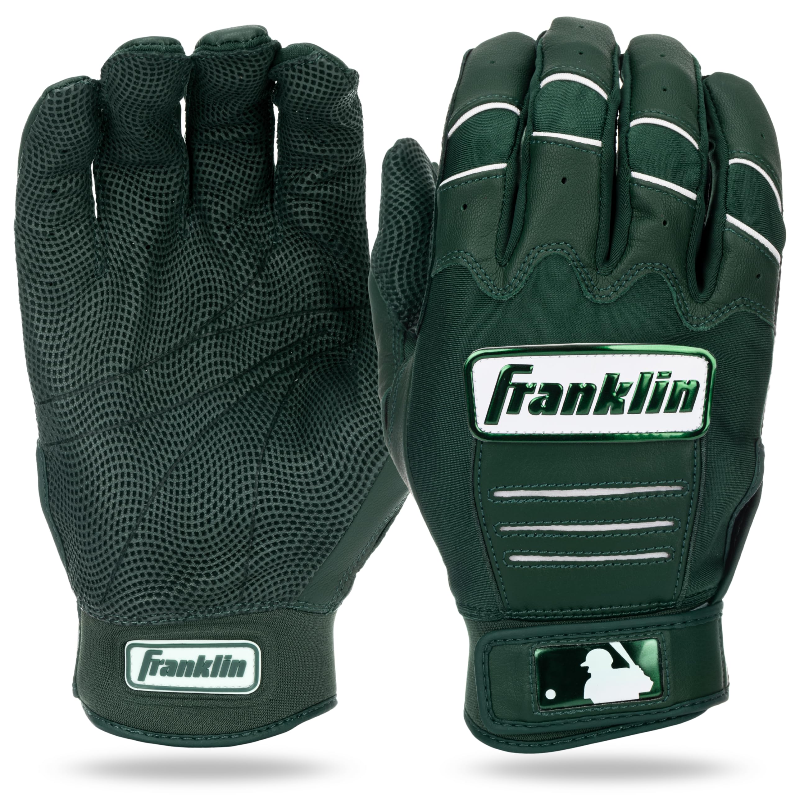 

Franklin Sports MLB Batting Gloves CFX Pro Pair Adult Youth Baseball Softball Premium Leather Forest Green Highlight XL