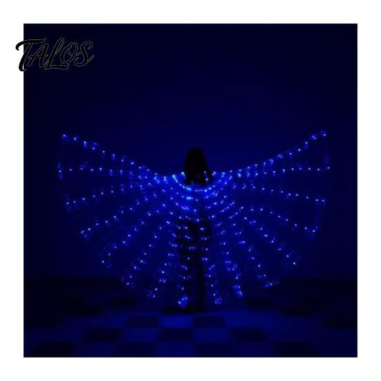 Flexible Polyester Glowing Wings LED Light Up Belly Dance for Adults Kids, Halloween Costume Performance Props Immersive Visual Equipment with