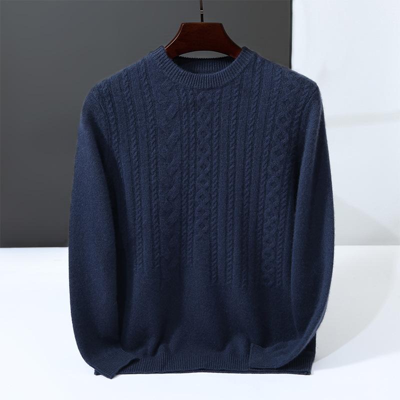 Cashmere Sweater Double-strand Thickened Sweater Twisted Knitted Sweater New Soft Waxy Skin-friendly Wool Sweater Men