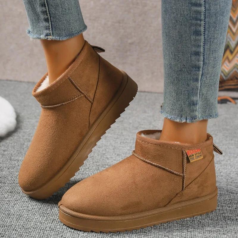 Suede Flats Ankle Women Snow Boots Warm Comfort 2024 Winter Casual Shoes New Trend Hot Sale Walking Non-slip