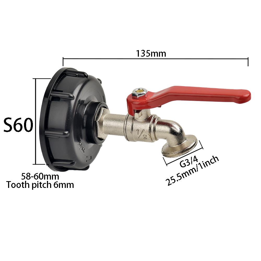 

S60X6 Резьбовой адаптер для крана IBC-бака, ниппель, 1/2-ходовой садовый шланг, быстроразъемный кран, фитинг для клапана бака из латуни/сплава Other