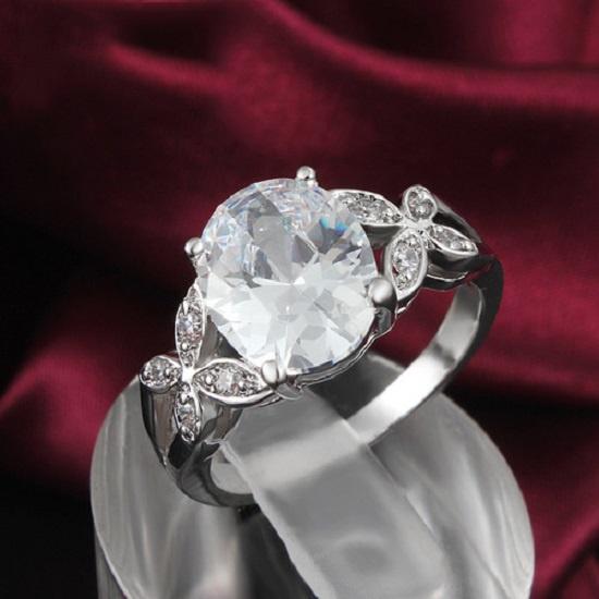 Gemstone Ring Bling White White Rhinestone Diamond