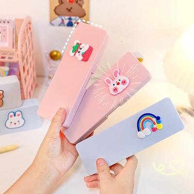 Candy Color Pencil Case Cute Cartoon Decor Pencil Case Kawaii  Portable Girl Stationery Storage Box  Kids School Supplies