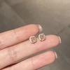 Fashionable 6mm Simple Square Artificial Crystal Hoop Earrings Classic Female Earrings Shiny Small Earrings For  Women Jewelry