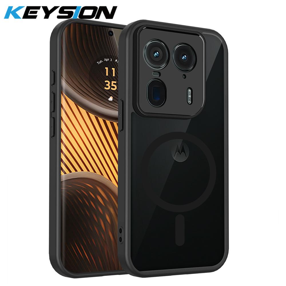 KEYSION Magnetyczne Etui na Telefon do Motorola Edge 50 Pro 5G Matowe Półprzezroczyste Przezroczyste Odporne na Wstrząsy Pokrowiec do Edge 50 Ultra 50 Fusion 5G